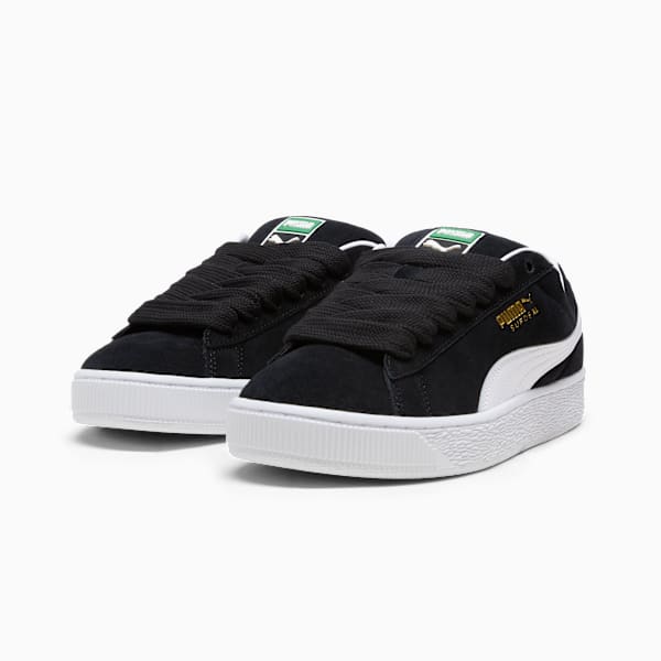 PUMA Suede XL Black-White-Gold puma shoes for men  womens shoes  roma shoes