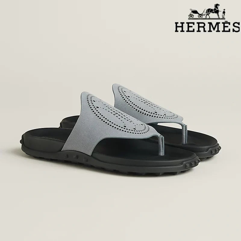 Herm¨¨s Multicolor Suede Flat Slide Sandals