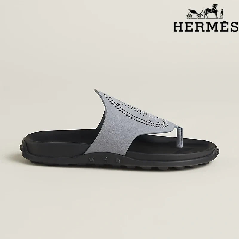 Herm¨¨s Multicolor Suede Flat Slide Sandals