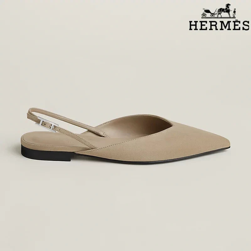 Herm¨¨s Beige Suede Slingback Flats