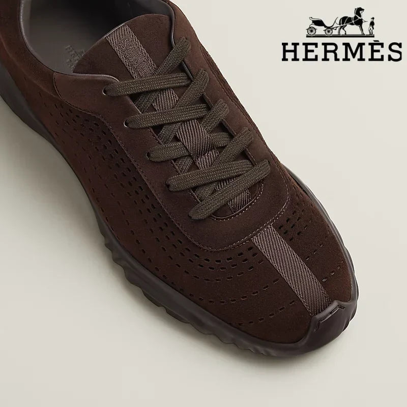 Herm¨¨s Dark Brown Perforated Sneakers