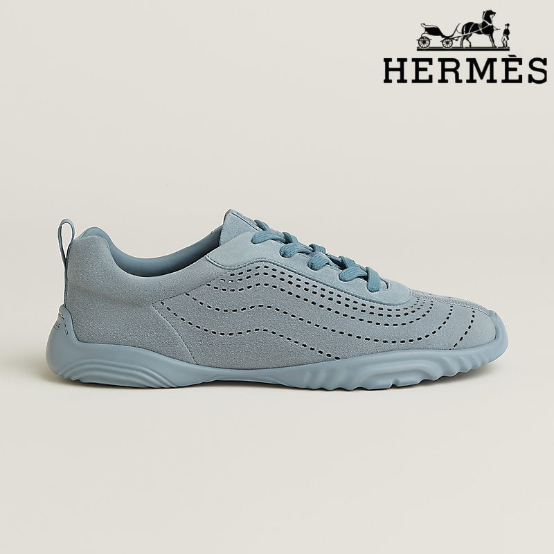 Herm¨¨s Light Blue Perforated Suede Sneakers