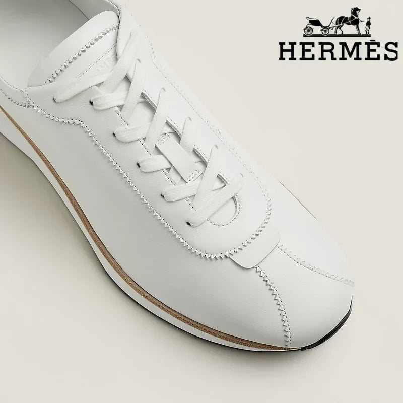 Herm¨¨s   womens shoes men sneaker White Leather Low Top Sneakers