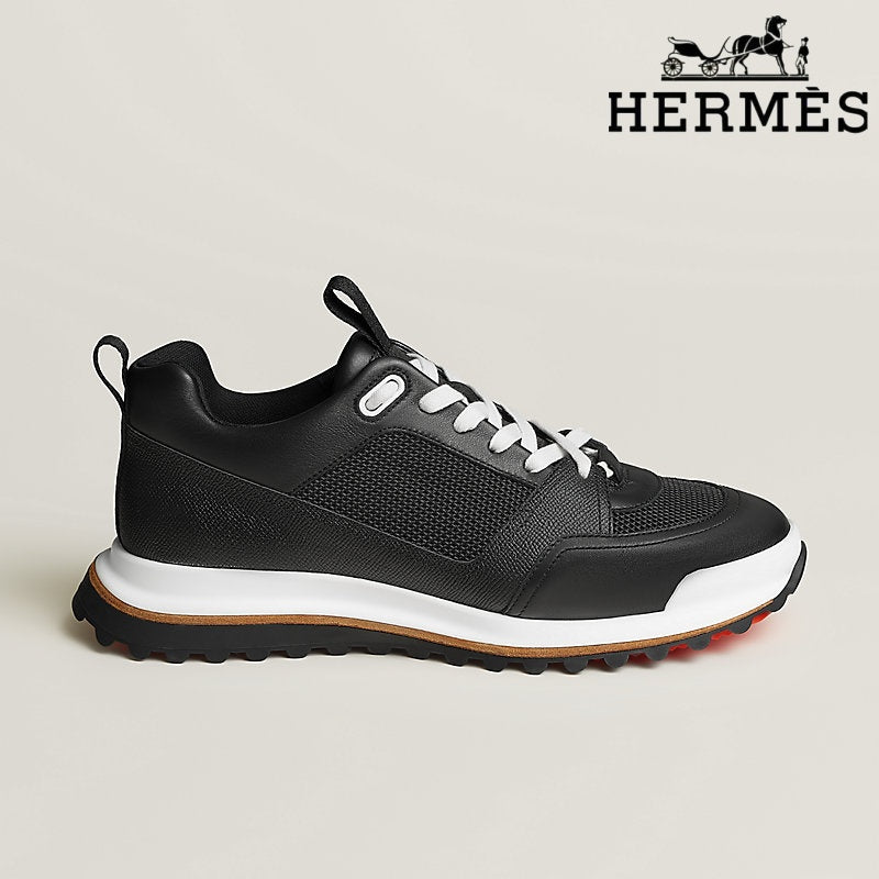 Herm¨¨s Black Leather Mesh Hiking Sneakers