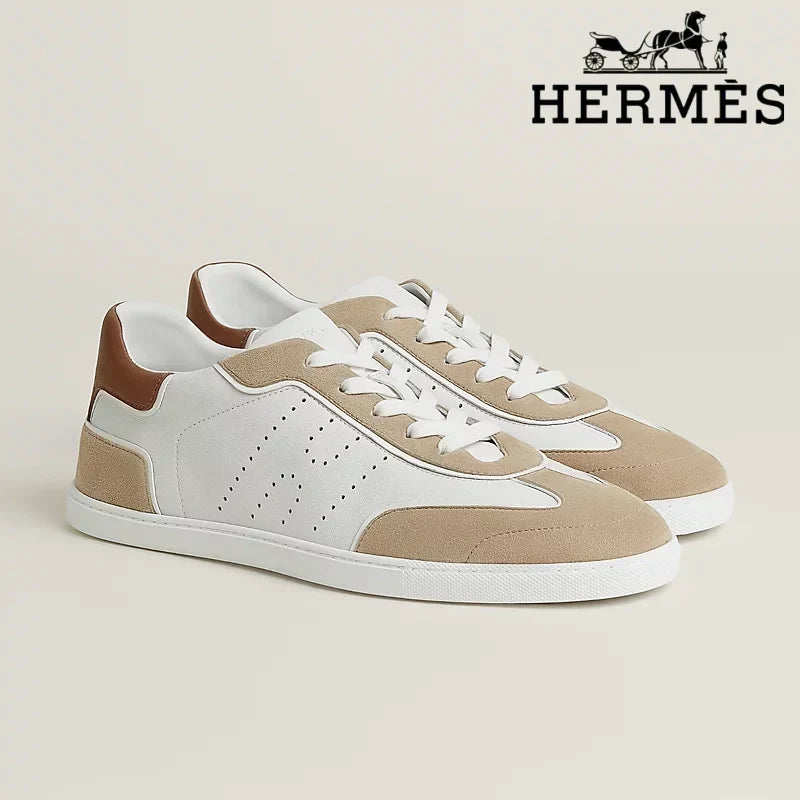 Herm¨¨s Boomerang White and Beige Sneaker