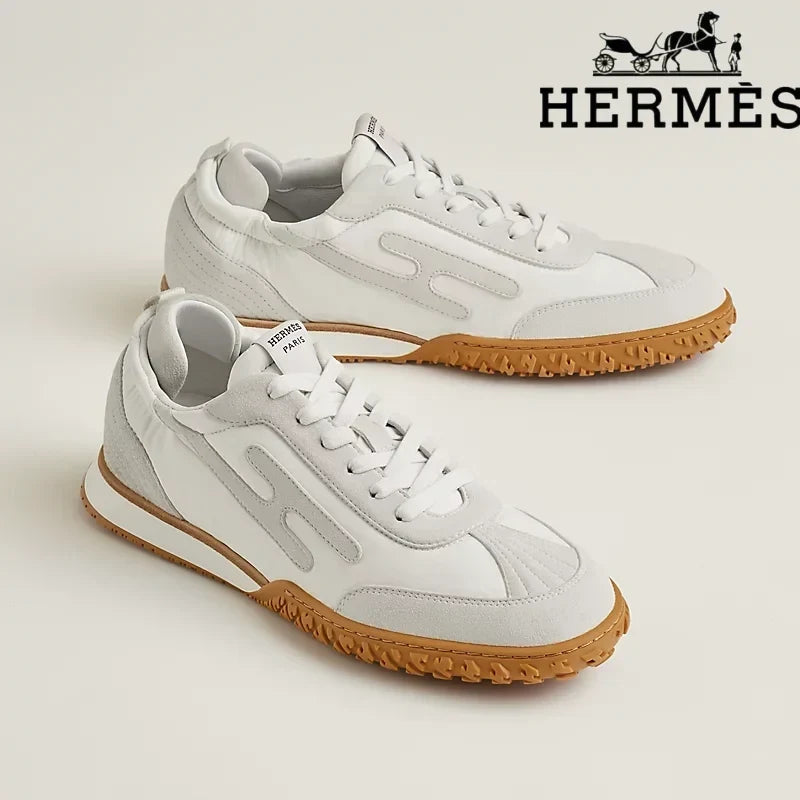 Herm¨¨s womens shoes men sneaker  White Mix Material Sneaker