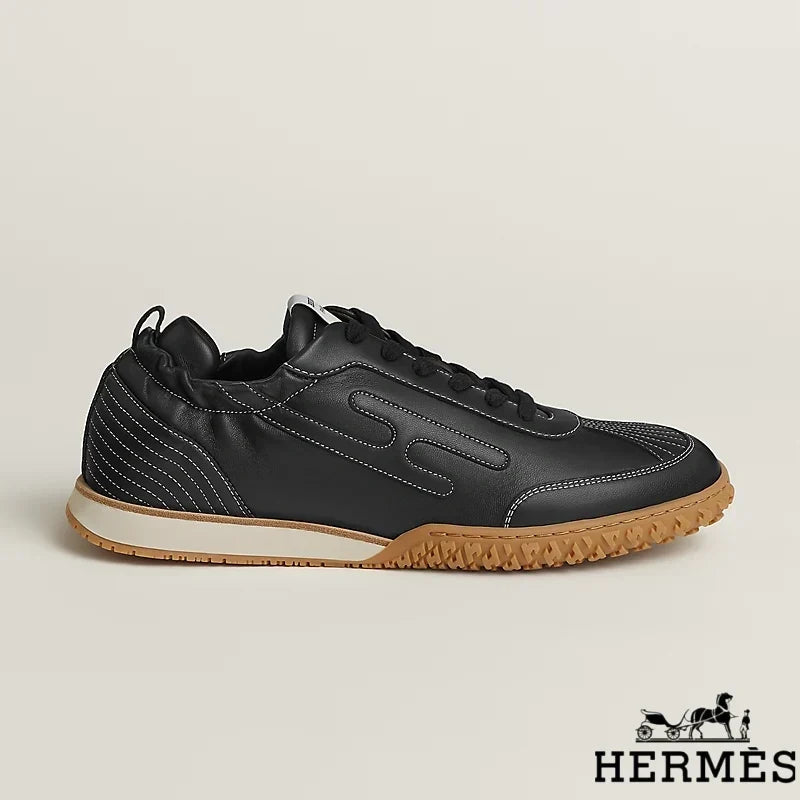 Herm¨¨s Black Leather Stitched Sneakers