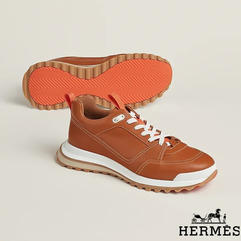 Herm¨¨s Brown Leather Hiking Sneakers