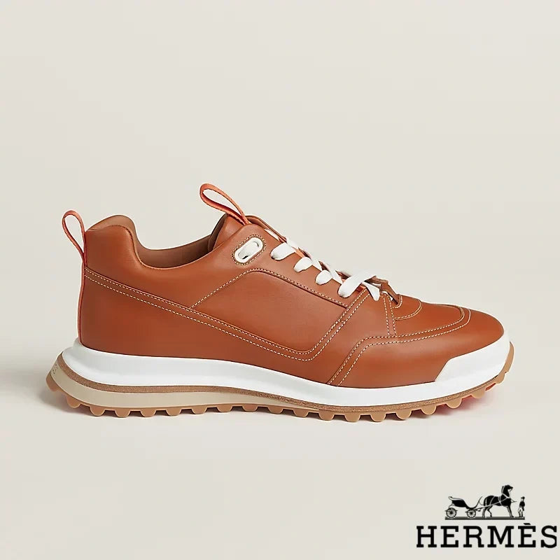 Herm¨¨s Brown Leather Hiking Sneakers