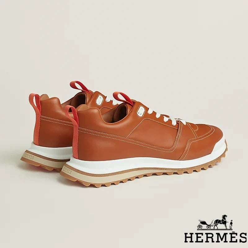Herm¨¨s Brown Leather Hiking Sneakers