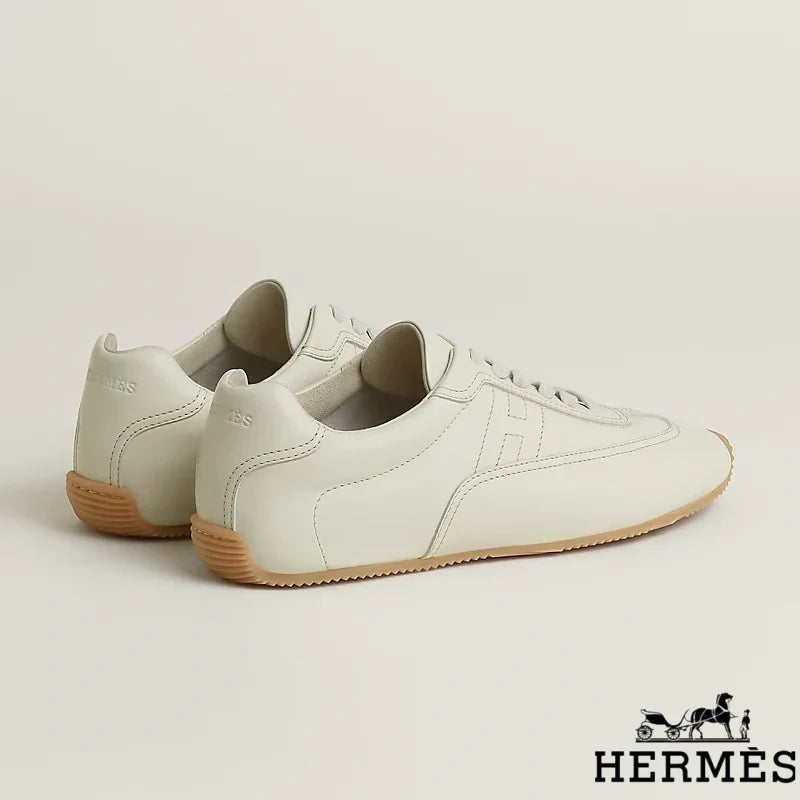 Herm¨¨s Off-White Leather Stitched Sneakers