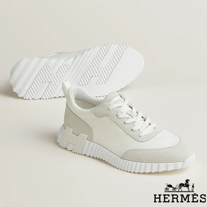 Herm¨¨s Off-White Mixed Material Platform Sneakers