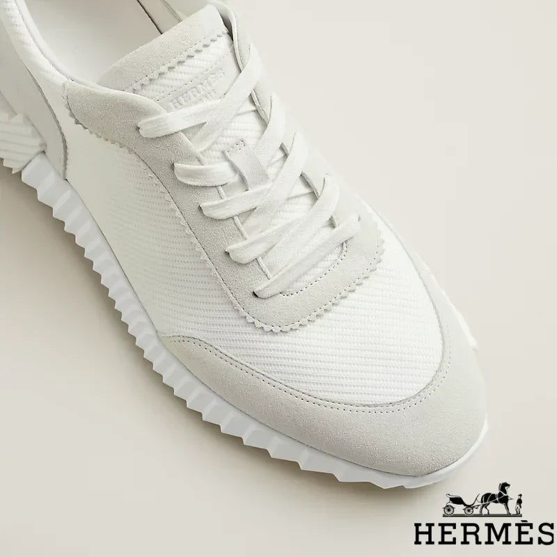 Herm¨¨s Off-White Mixed Material Platform Sneakers