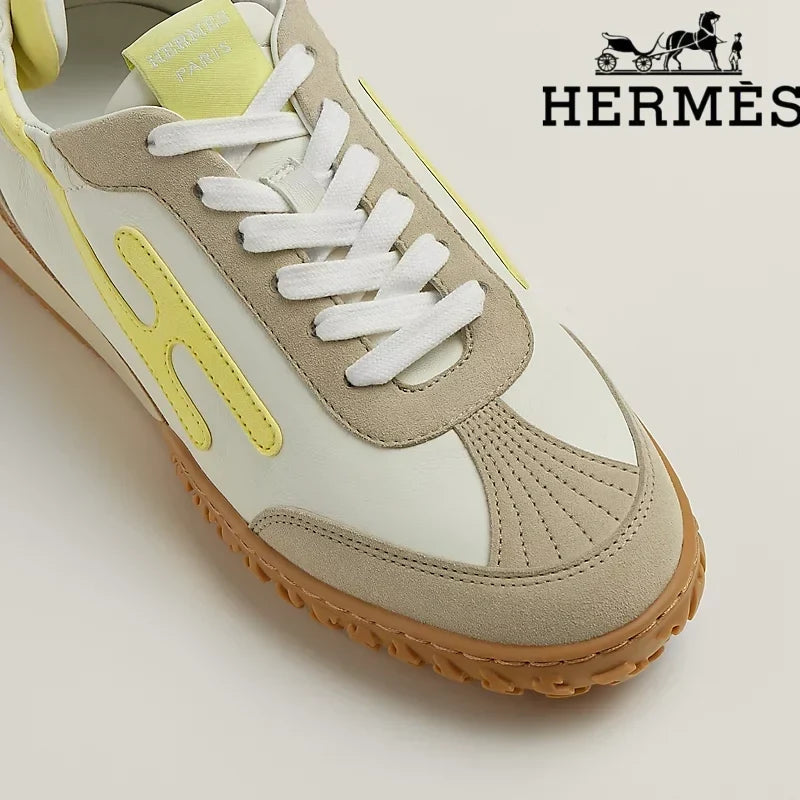 Herm¨¨s Jet Sneaker in White and Pale Yellow