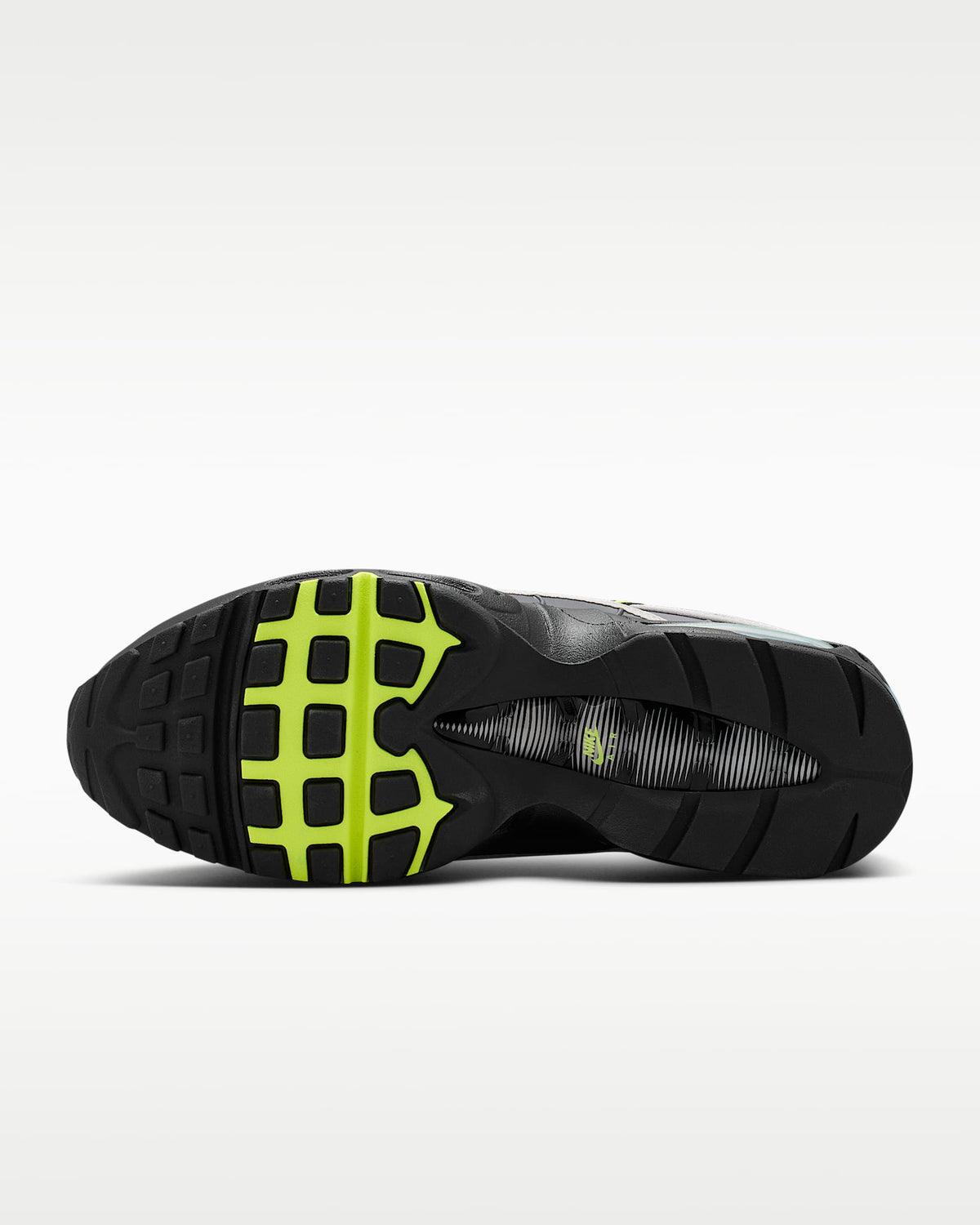 Nike Air Max 95 ¨C Dark Grey / Volt Leather Athletic Sneakers