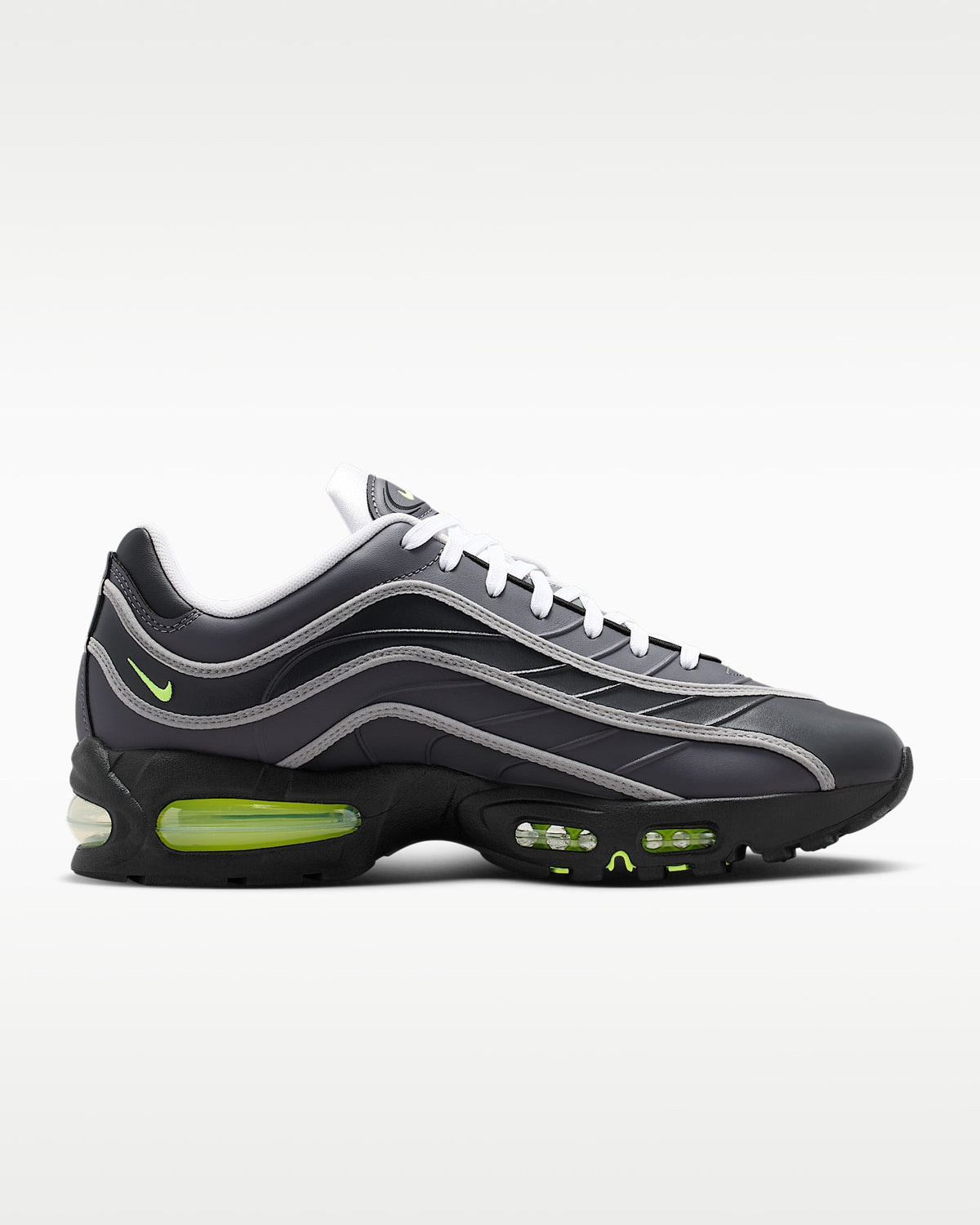 Nike Air Max 95 ¨C Dark Grey / Volt Leather Athletic Sneakers