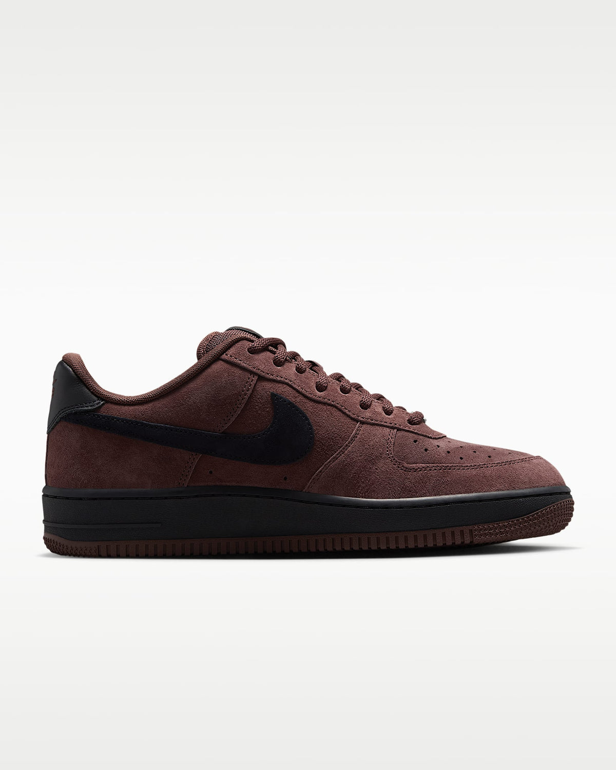 Nike Air Force 1 '07 Burgundy Suede Black Swoosh Sneakers mens low top shoes