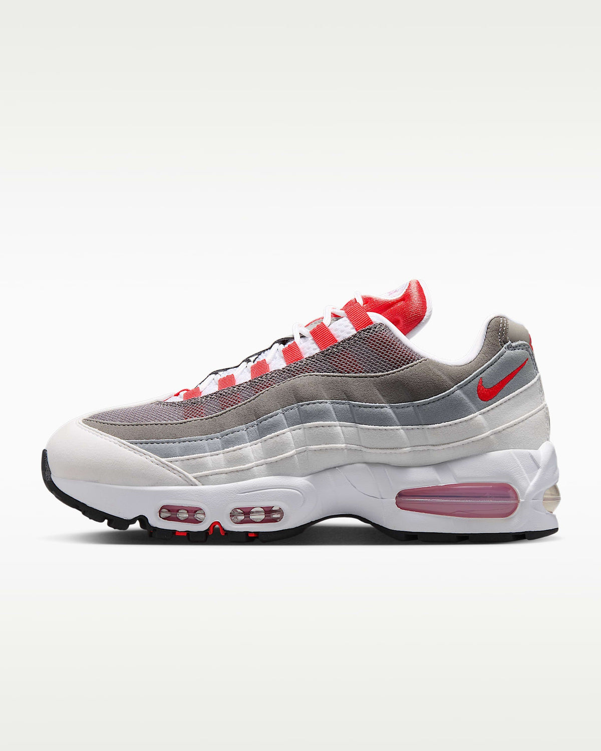 Nike Air Max 95 ¨C White / Grey / Red Mesh Athletic Sneakers