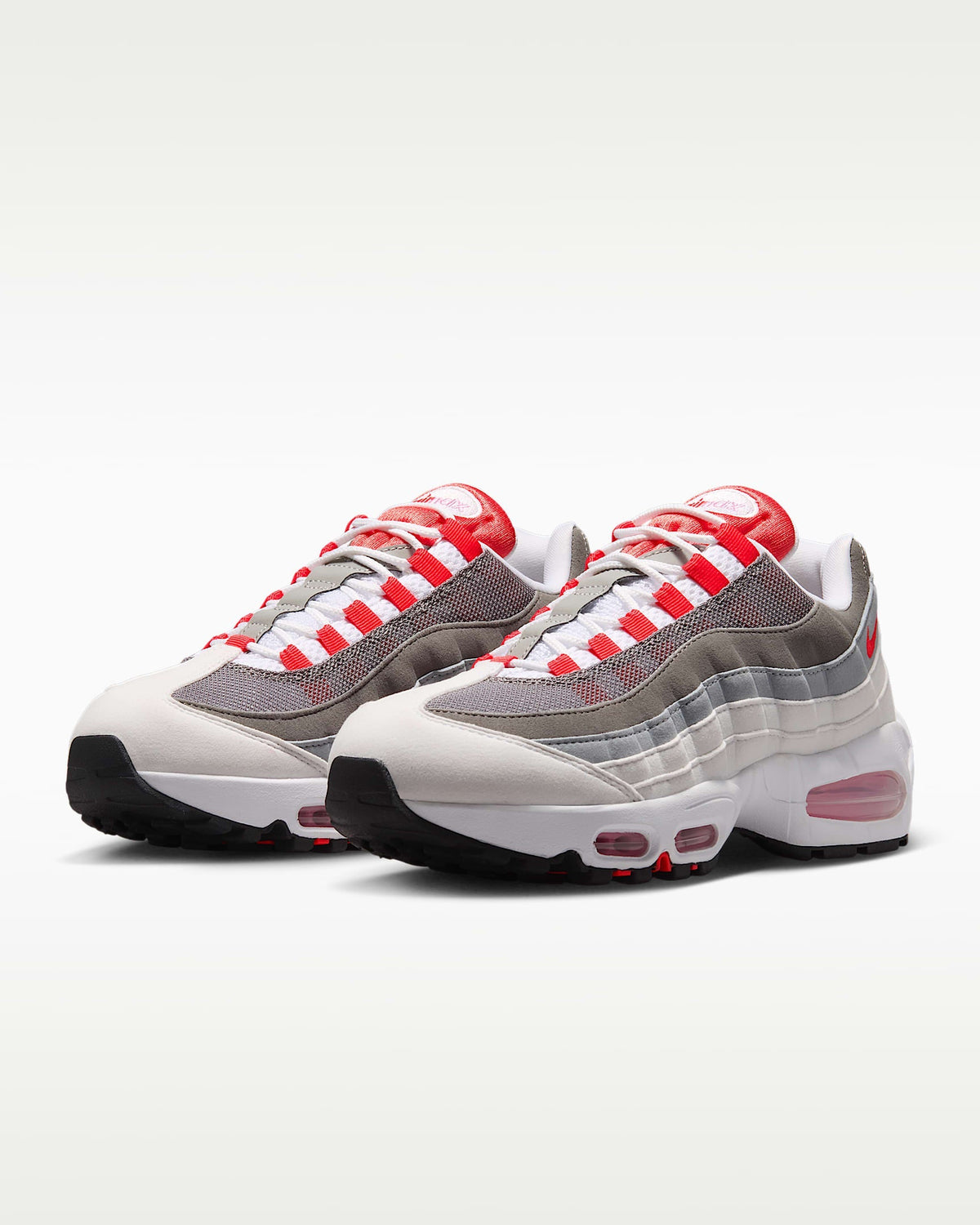 Nike Air Max 95 ¨C White / Grey / Red Mesh Athletic Sneakers