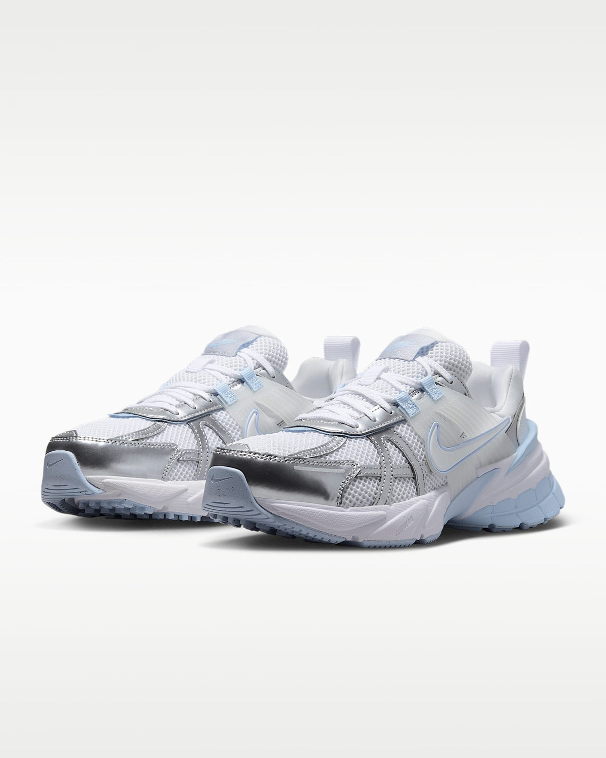 Nike V2K Run ¨C White / Silver / Light Blue Mesh Athletic Sneakers