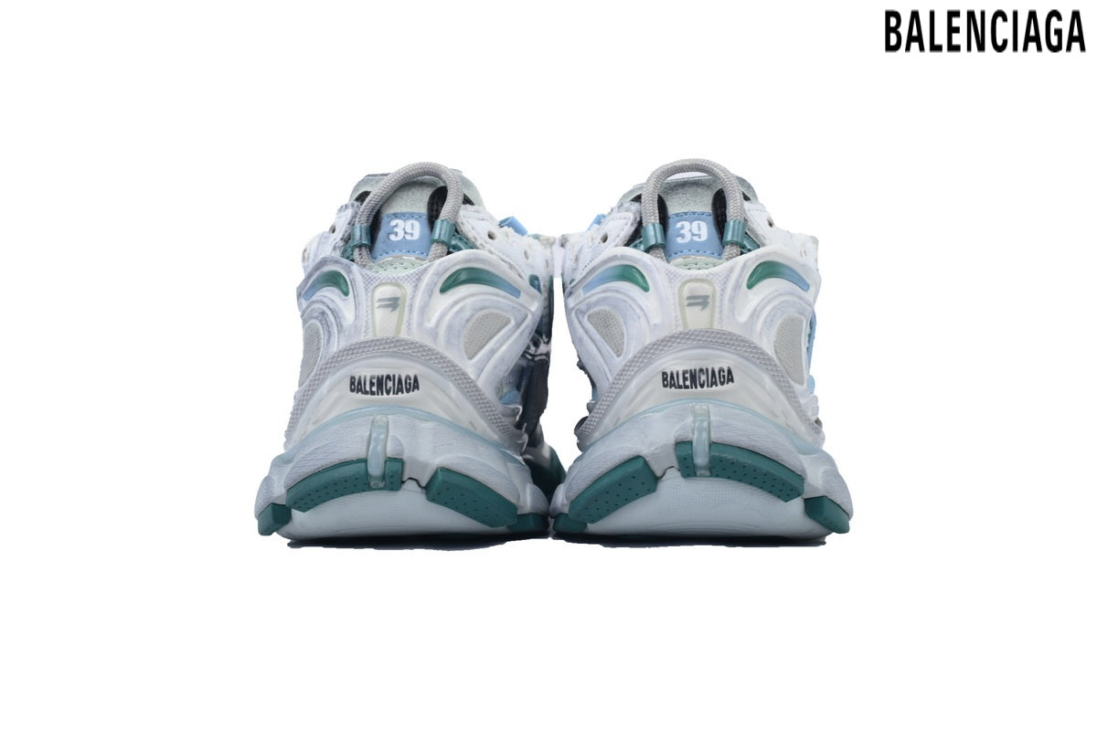 Balenciaga Runner men's shoes  women sneakers ¨C White, Green & Blue