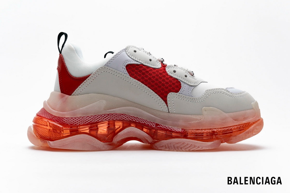 Balenciaga Triple S men's shoes  women sneakers ¨C White & Red