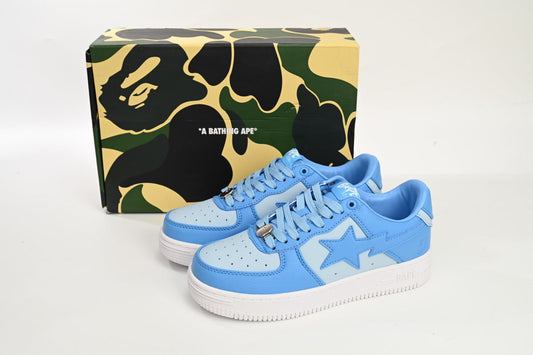 A BATHING APE BAPE STA Sky Blue & Ice Blue Sneakers | Women's & Men's Skate-Inspired Shoes