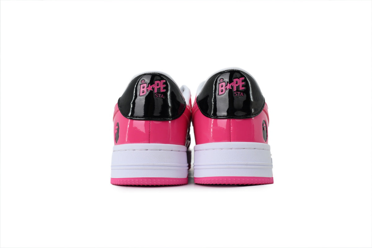 A BATHING APE BAPE STA Glossy Hot Pink & Black Sneakers | Women's & Men's Skate-Inspired Shoes