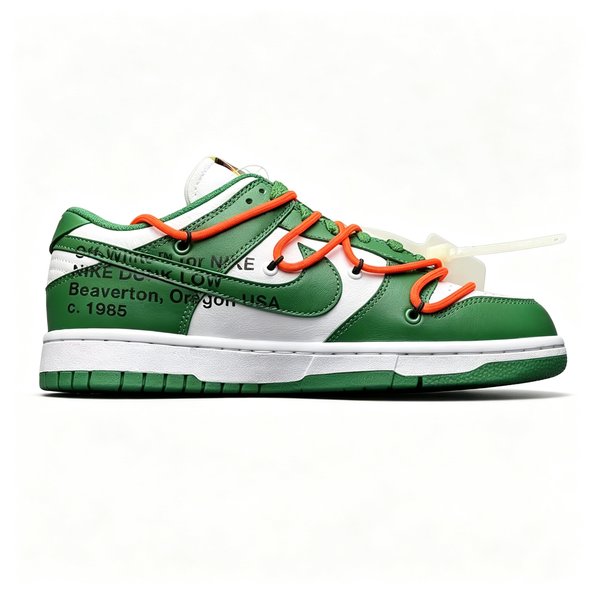 Nike Dunk Low Sneakers ¨C White / Green / Orange | Lace-Lock Tag Detail