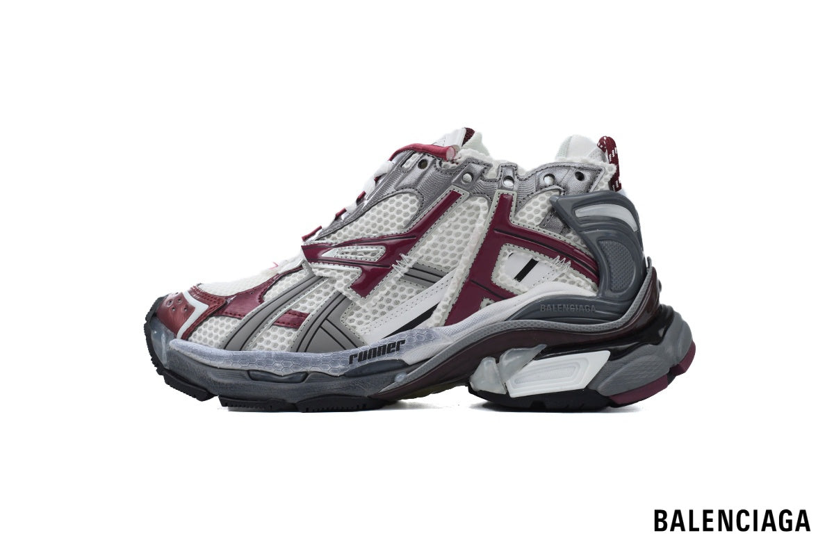 Balenciaga Runner men's shoes  women sneakers¨C White & Burgundy