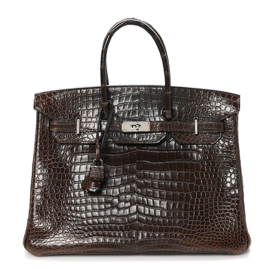 Shiny Porosus Crocodile Birkin 35 Havane
