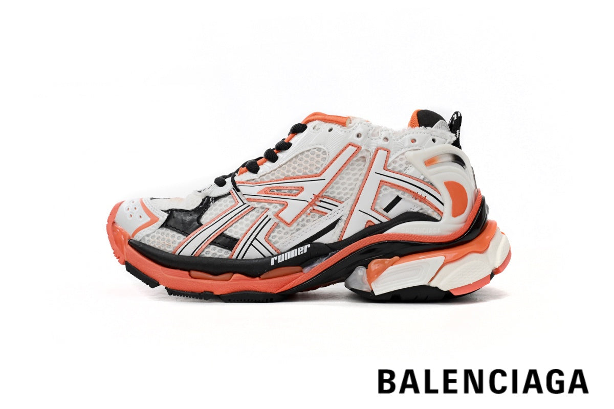 Balenciaga Runner men's shoes  women sneakers ¨C White, Black & Orange