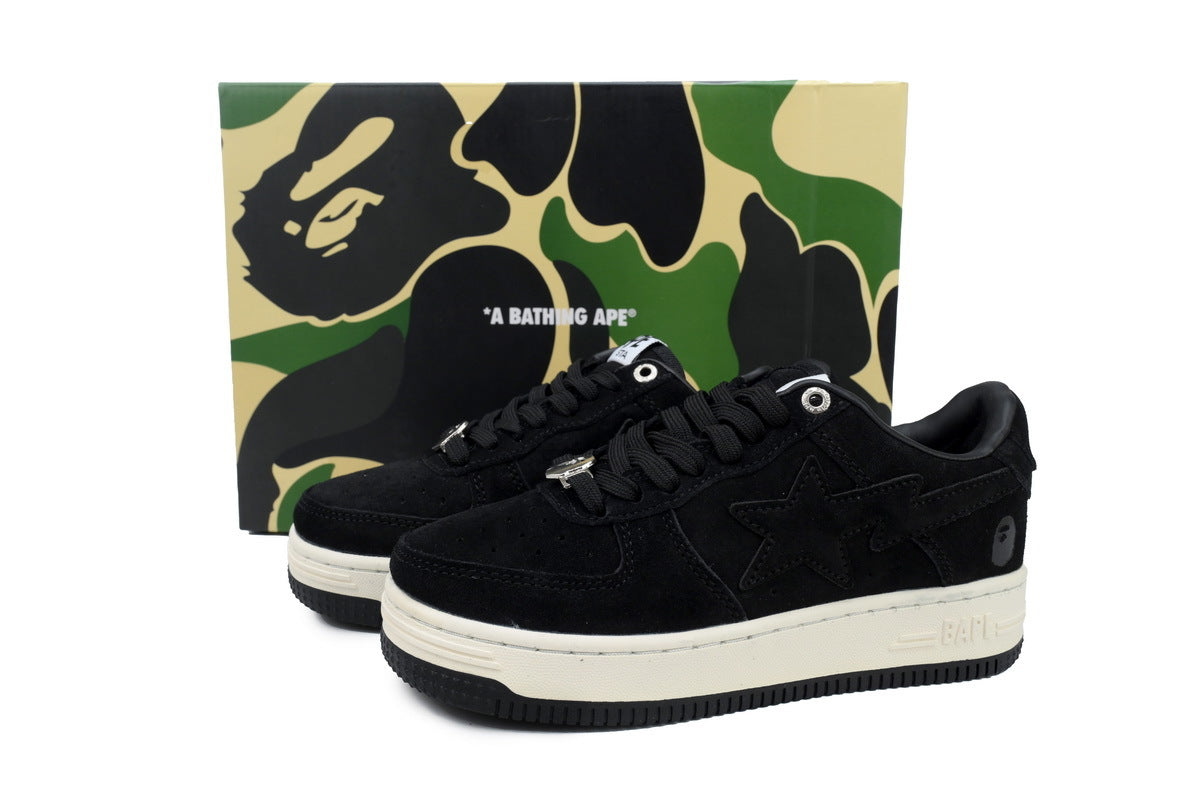 A BATHING APE BAPE STA Black & Cream Tonal-Star Sneakers | Women's & Men's Skate-Inspired Shoes