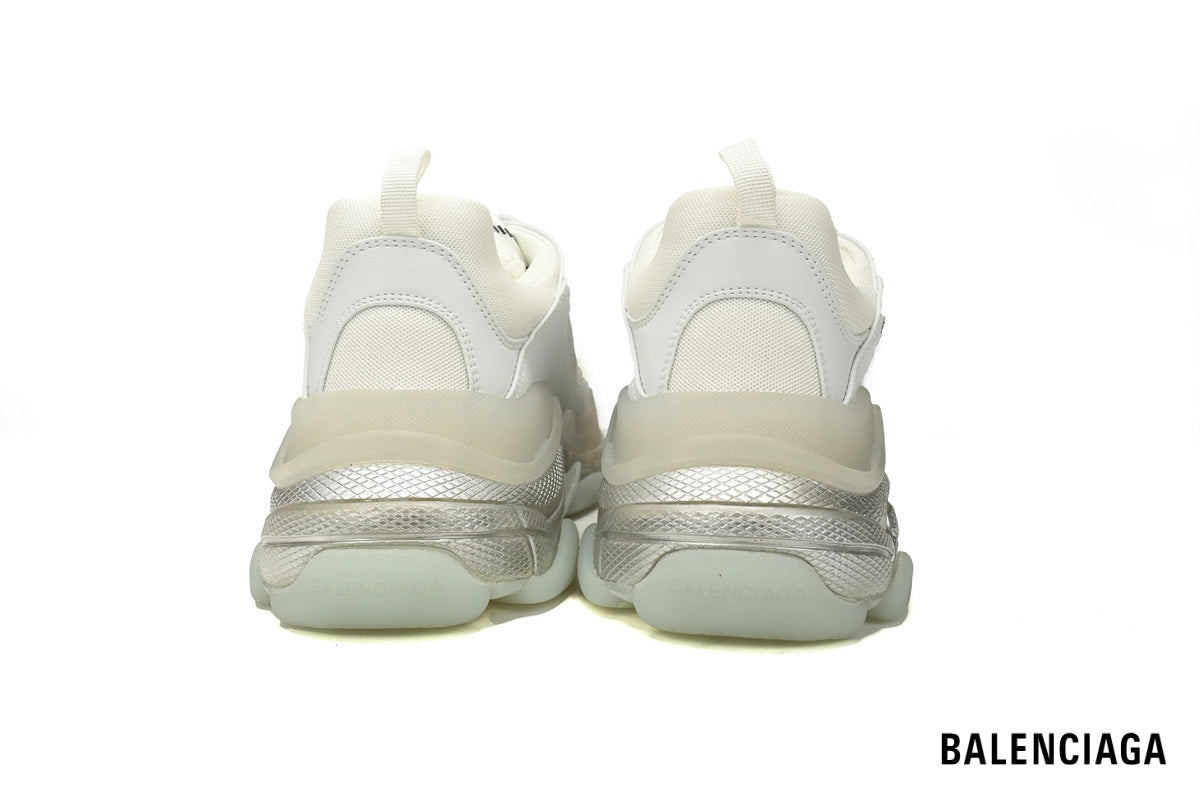 Balenciaga Triple S men's shoes  women sneakers ¨C White & Clear Sole