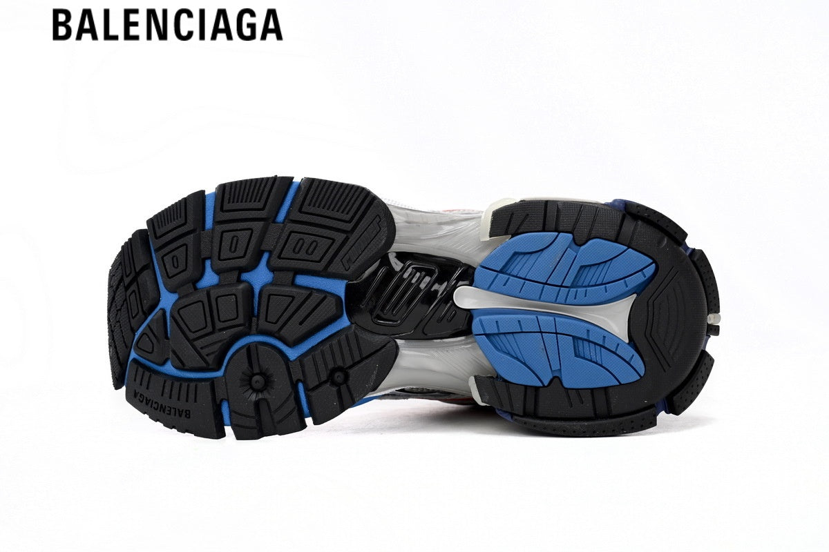 Balenciaga Runner men's shoes  women sneakers ¡ª White Mesh, Red & Blue Synthetic Overlays