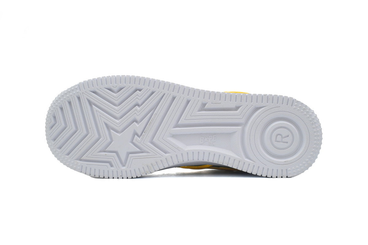 A BATHING APE BAPE STA Glossy Green, Yellow & Blue Shark Sneakers | Women's & Men's Skate-Inspired Shoes